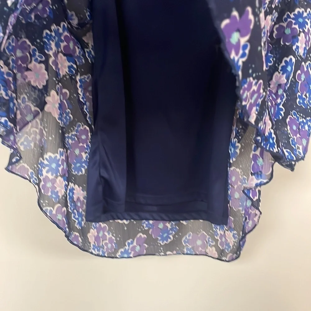 Justice layered Tank, M/L, Flowered navy, pink & purple